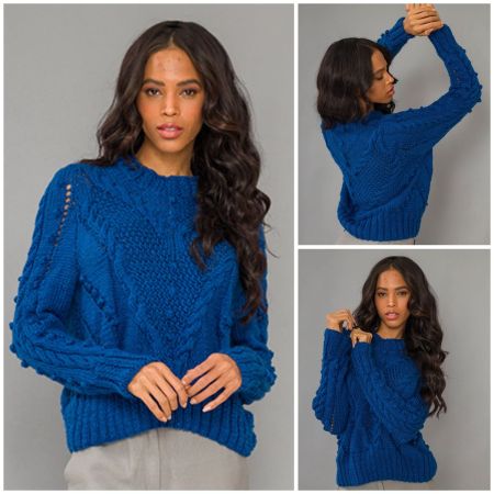 Maglione con Punto in Rilievo e Trecce