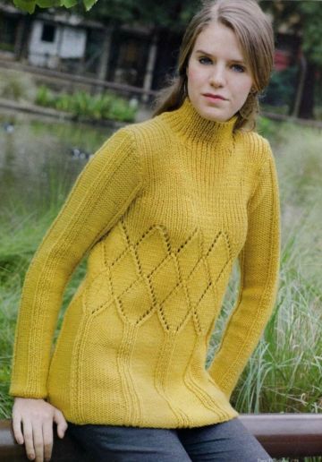 Maglione con Сollo alto e Punto a Rombi