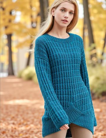 Maglione con Bordo Diagonale e Coste Fantasia