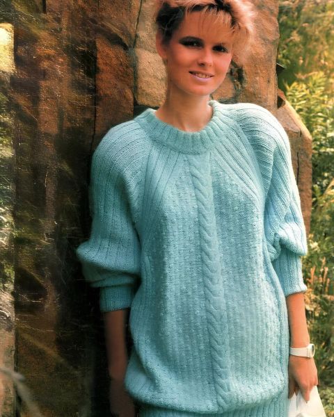 Maglione raglan con Treccia centrale