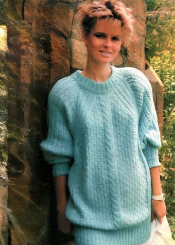 Maglione raglan con Treccia centrale