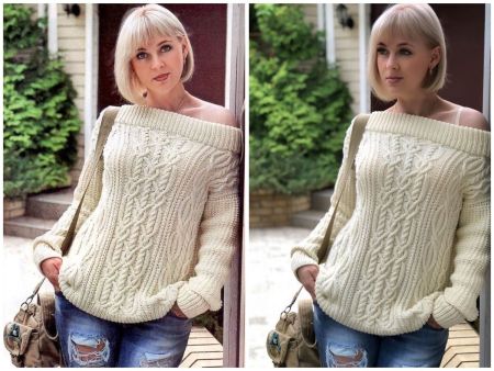 Maglione con Trecce in rilievo