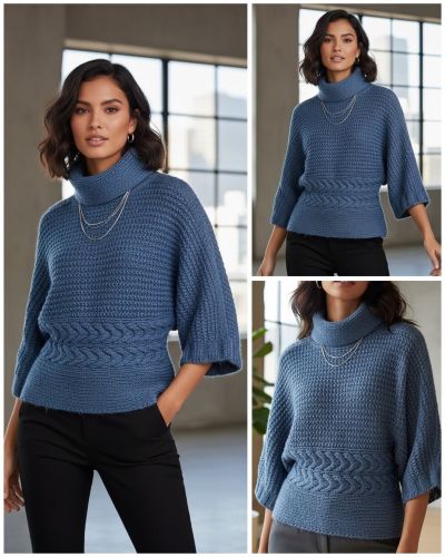 Maglione Kimono con Punto Trecce