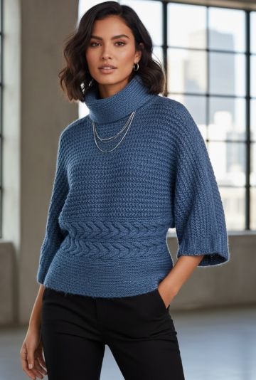 Maglione Kimono con Punto Trecce