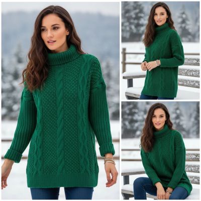Maglione con Punto rose e trecce
