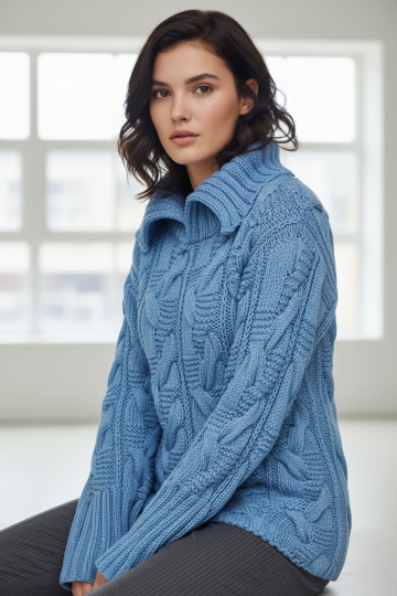 Maglione a trecce ai ferri