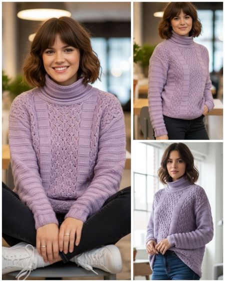 Maglione con fascia traforata