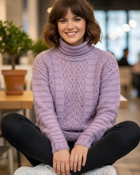 Maglione con fascia traforata