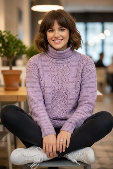 Maglione con fascia traforata