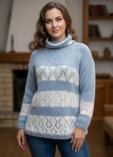 Maglione con Motivo a Rombi Traforati