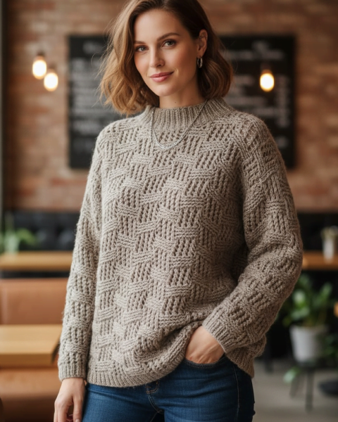 Maglione con punto a scacchiera