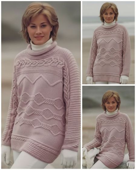 Maglione lavorato ai ferri da lato a lato