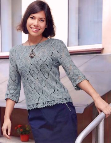 Maglione con bordo all’uncinetto in pizzo