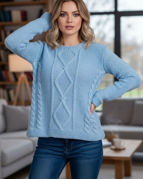 Pull a punto rombi con trecce