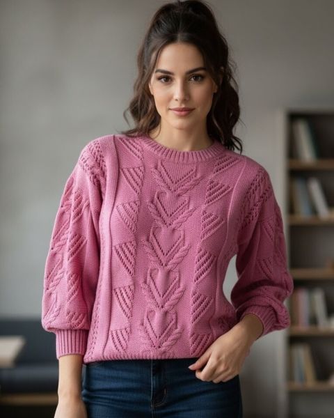 Pullover Traforato con Trecce