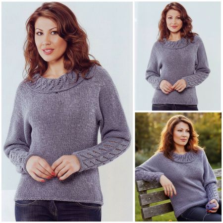 Pull con maniche e collo ajour