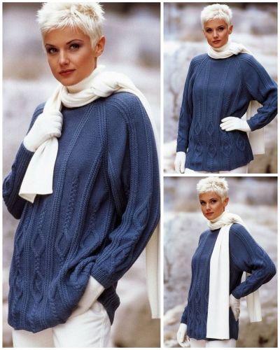 Pull Raglan con Trecce e Rombi