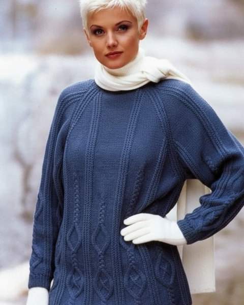 Pull Raglan con Trecce e Rombi