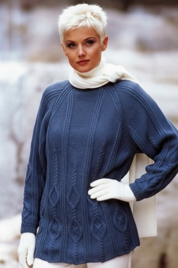 Pull Raglan con Trecce e Rombi