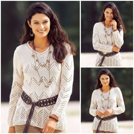 Pull Ajour con Motivo a Zigzag