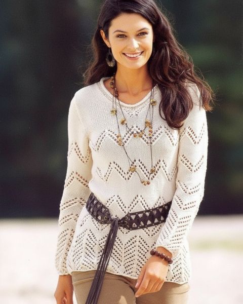 Pull Ajour con Motivo a Zigzag