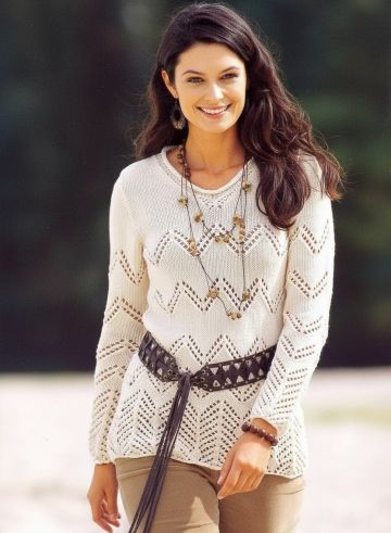 Pull Ajour con Motivo a Zigzag