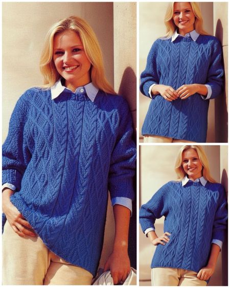 Pull con Motivo a Rombi e Trecce