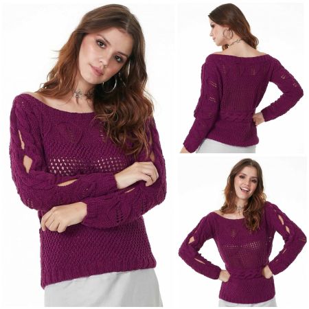 Pull con Treccia e Inserto Traforato