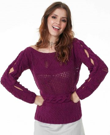 Pull con Treccia e Inserto Traforato
