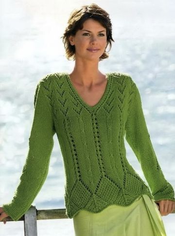 Pull a mix di punti con scollo a V