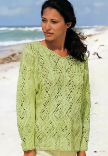 Pull con Trecce e Punto Traforato a Rombi