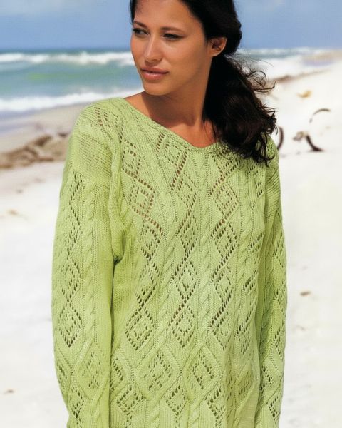 Pull con Trecce e Punto Traforato a Rombi