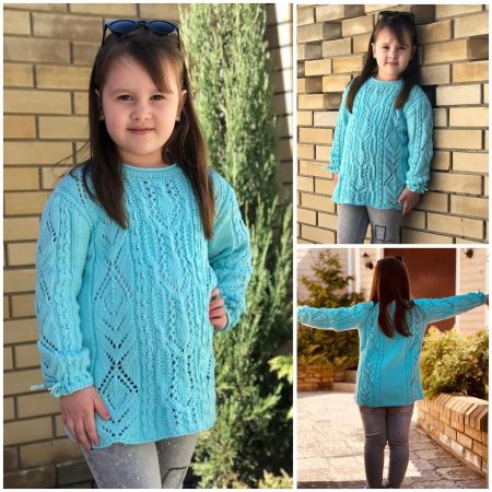 Pull traforato con trecce per bambina