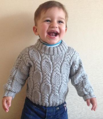 Pull per ragazzo con treccia a punto grana di riso