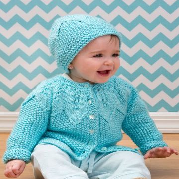Giacca e cappello per bambini a punto foglie