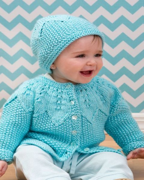 Giacca e cappello per bambini a punto foglie