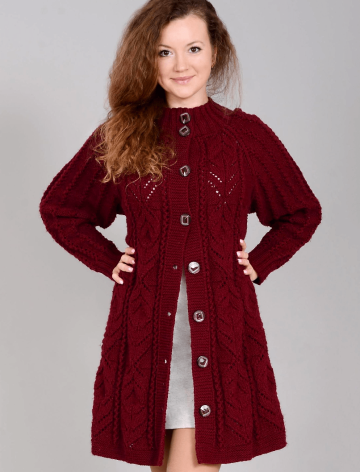 Cappotto a punto fantasia con fasce ajour