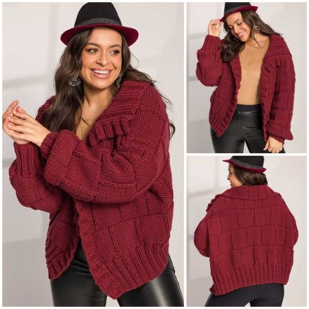 Cardigan a Maglia con Punto a Quadri