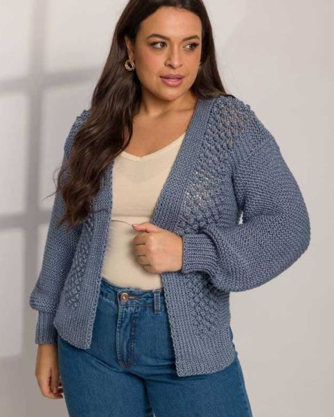 Cardigan con punto fantasia