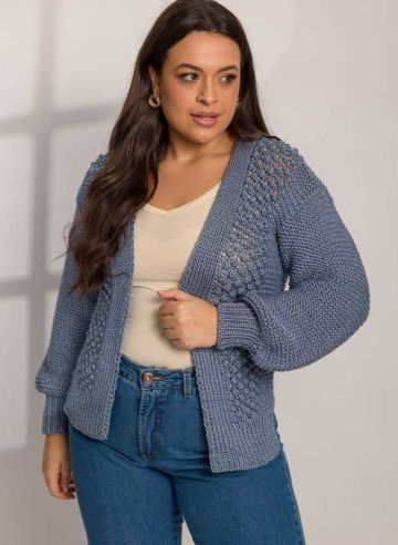 Cardigan con punto fantasia