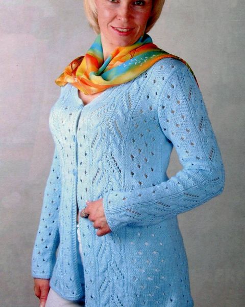 Giacca ajour in azzurro