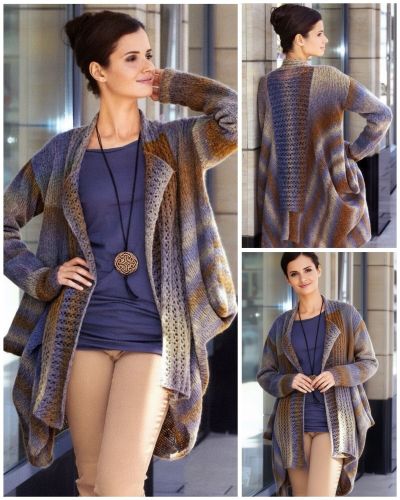 Cardigan ampio con punto ajour