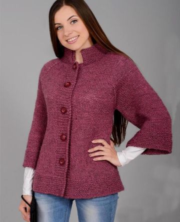 Giacca-raglan a maglia rasata diritta