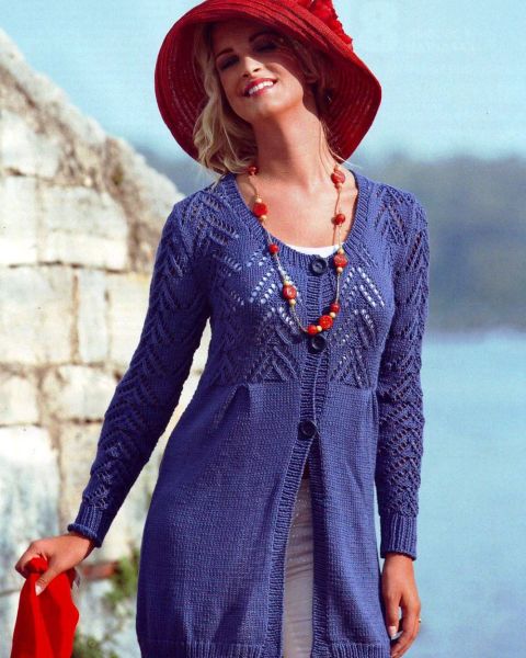 Cardigan con sprone ajour