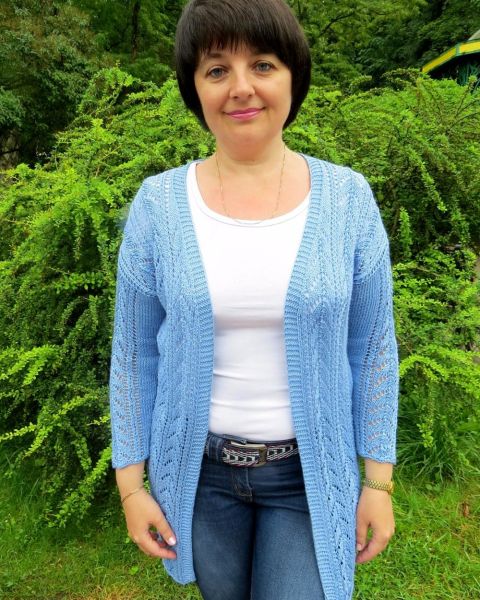 Cardigan con fasce ajour