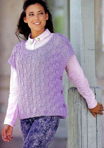 Gilet con punto a scacchi e punto riso doppio