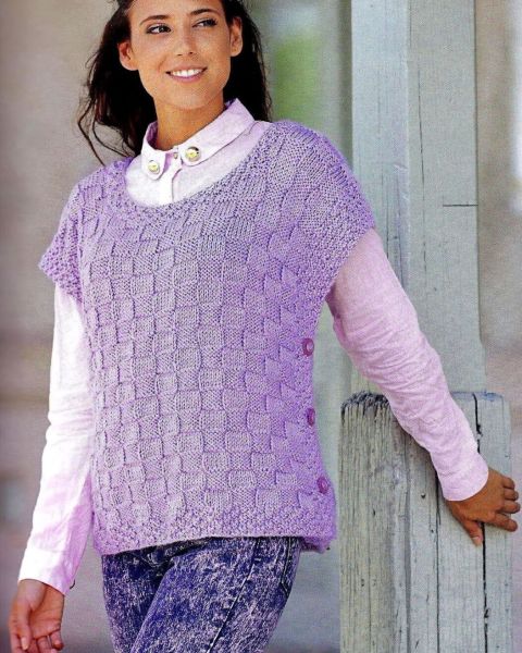 Gilet con punto a scacchi e punto riso doppio
