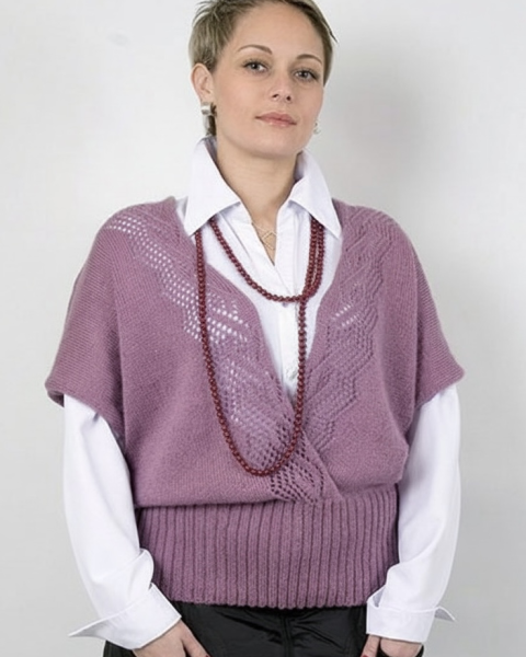 Gilet con Punto Traforato a Righe