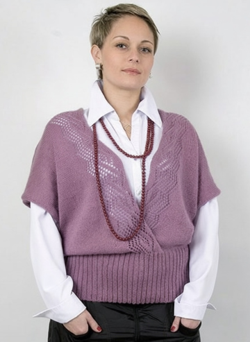 Gilet con Punto Traforato a Righe