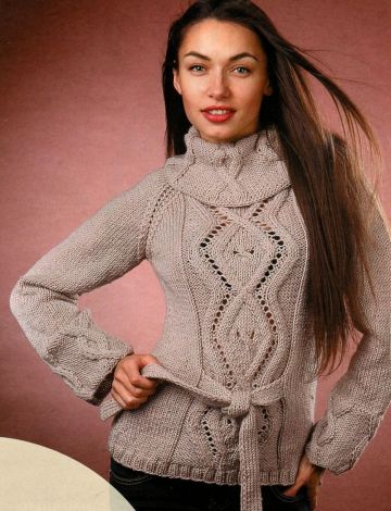 Maglione con punto rombi con le trecce